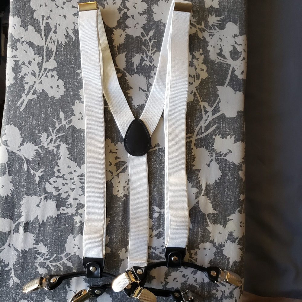 Boys/Mens White Suspenders